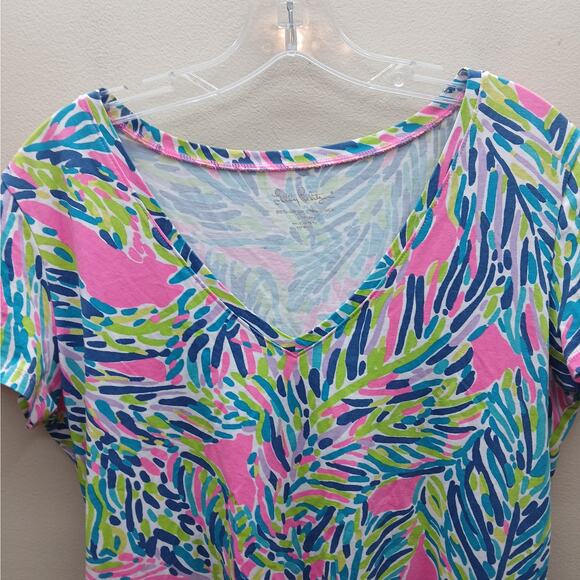 Lilly Pulitzer Women's Palm Reader Print Michele V-Neck Top Multicolor Large - Picture 6 of 8